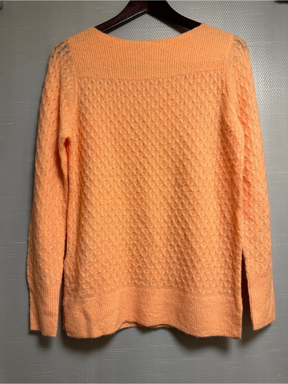 LOFT Peach Textured Crew Neck Sweater